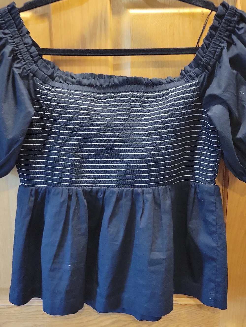 Old Navy Black Smocked Off-Shoulder Peplum Top